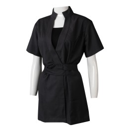 UN181 custom-made women's SPA work uniform, design tie waist pure color spa jacket, company uniform supplier, Singapore, promote maternal and baby products UN181 custom-made women's SPA work uniform, design tie waist pure color spa jacket, company uniform supplier, Singapore, promote maternal and baby products